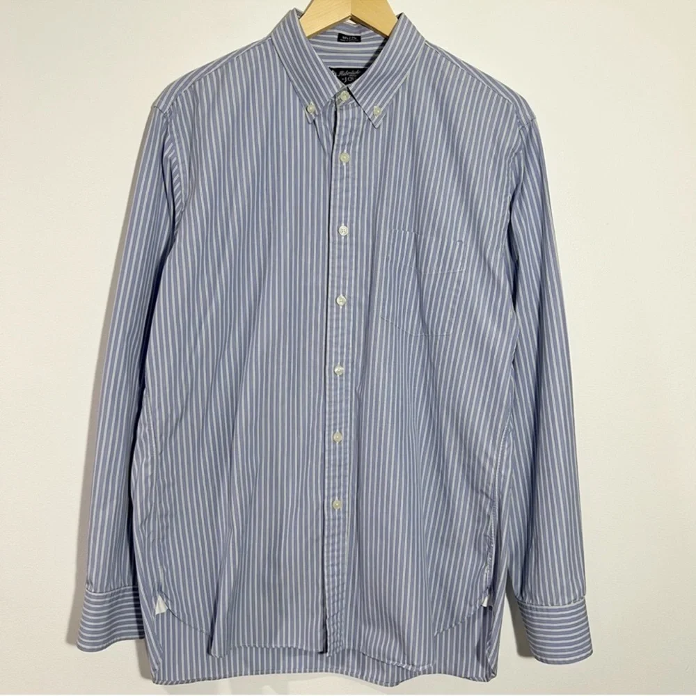 J.‎ Crew Striped Casual Blue Button Down Shirt Size Large